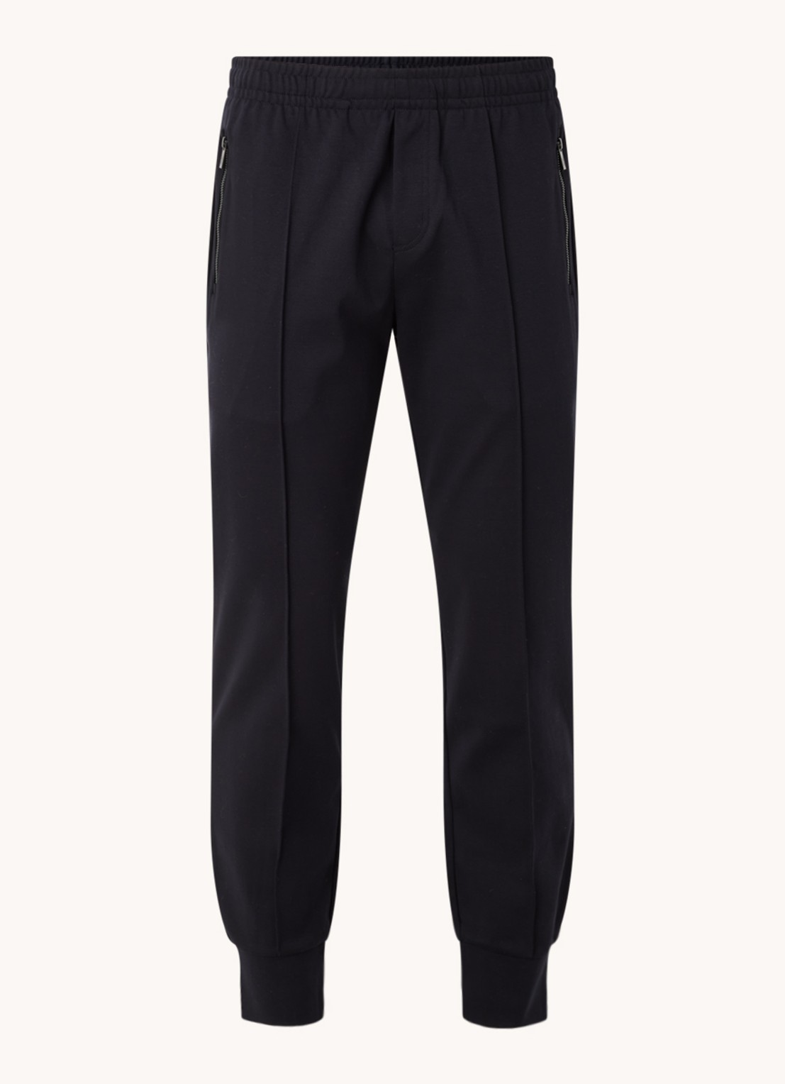 Armani Tapered fit joggingbroek met persplooi - voorkant 3 donkerblauw