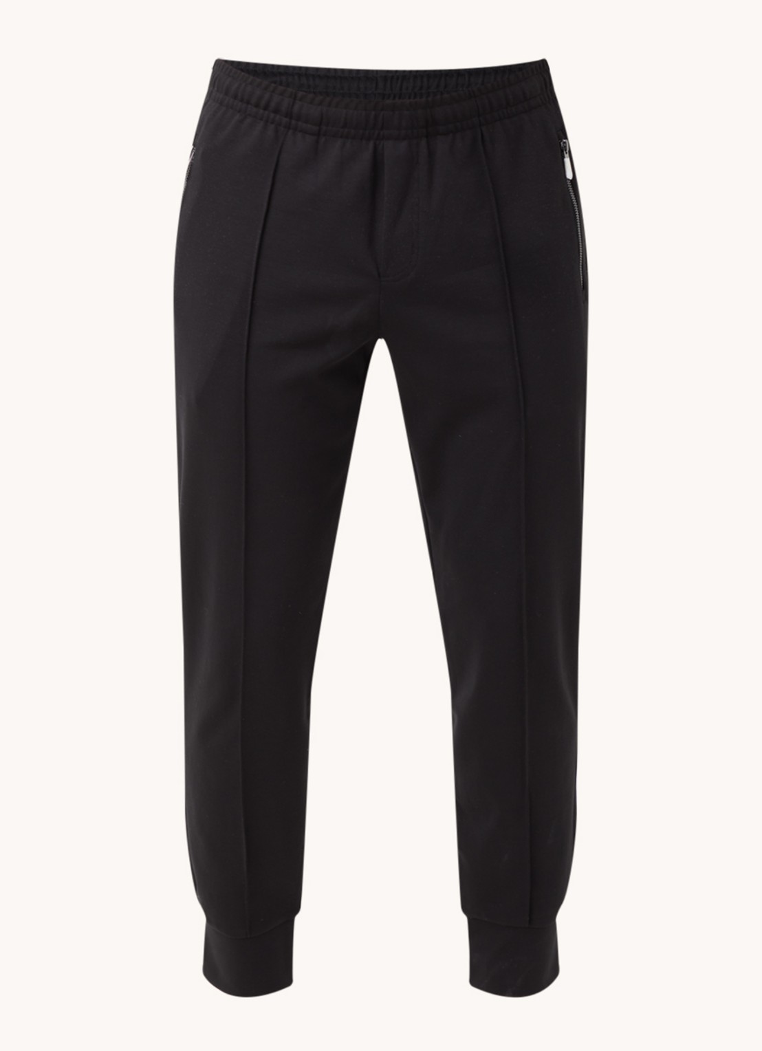 Armani Tapered fit joggingbroek met persplooi - voorkant 2 zwart