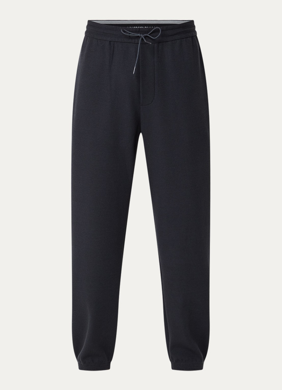 Armani Tapered fit joggingbroek met ribstructuur - voorkant donkerblauw