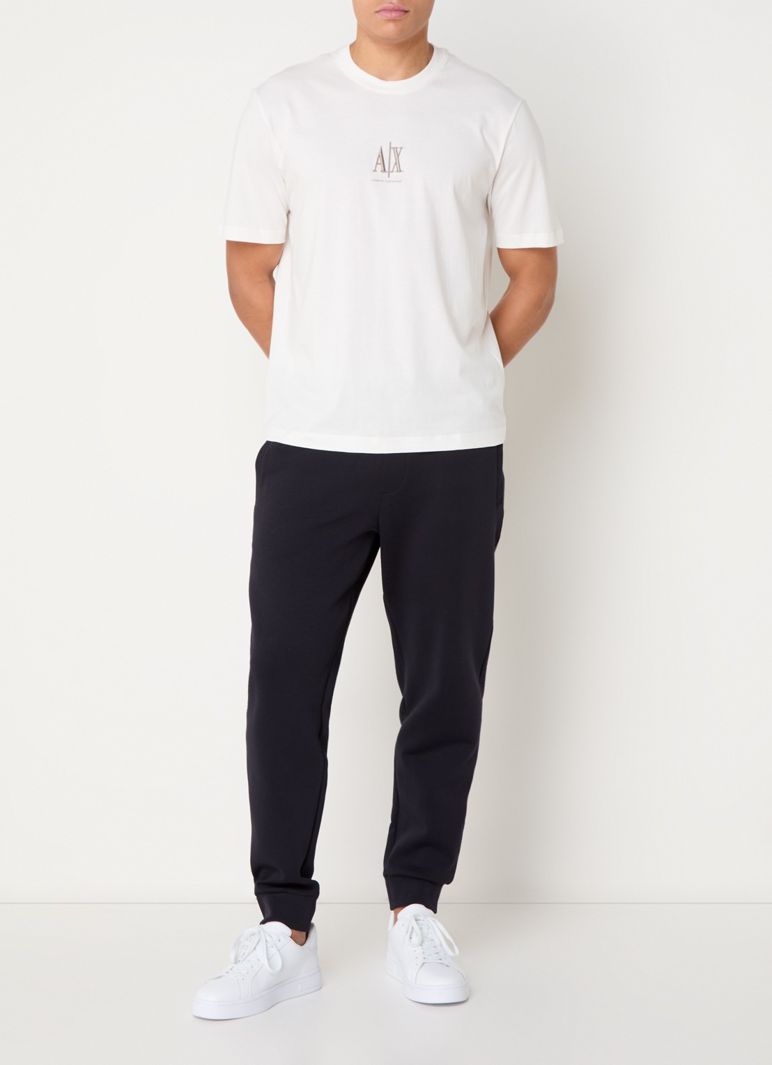 Armani Tapered fit joggingbroek met steekzakken - voorkant 5 donkerblauw