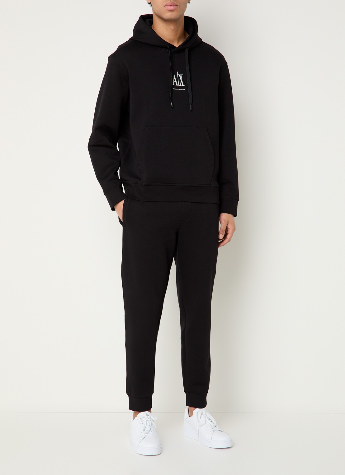 Armani Tapered fit joggingbroek met steekzakken - voorkant 5 zwart