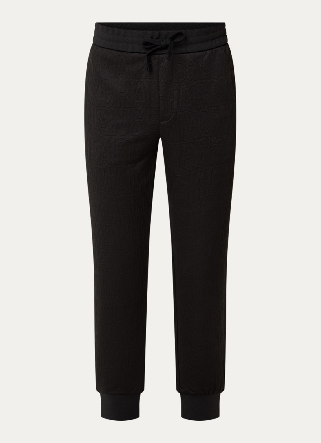 Armani Tapered fit joggingbroek met structuur - voorkant 4 zwart