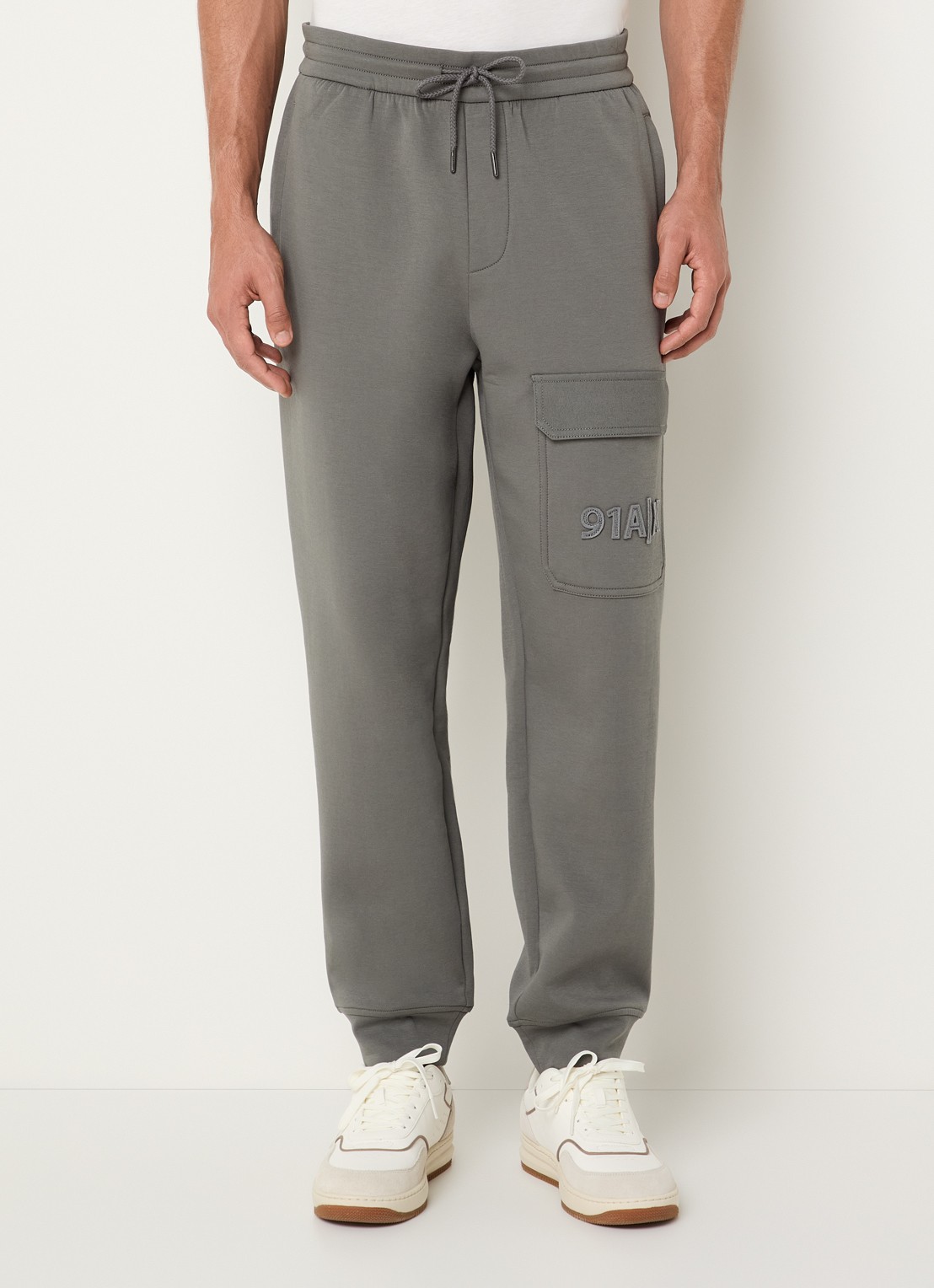 Armani Tapered fit joggingsbroek met logo - detail 4 donkergrijs