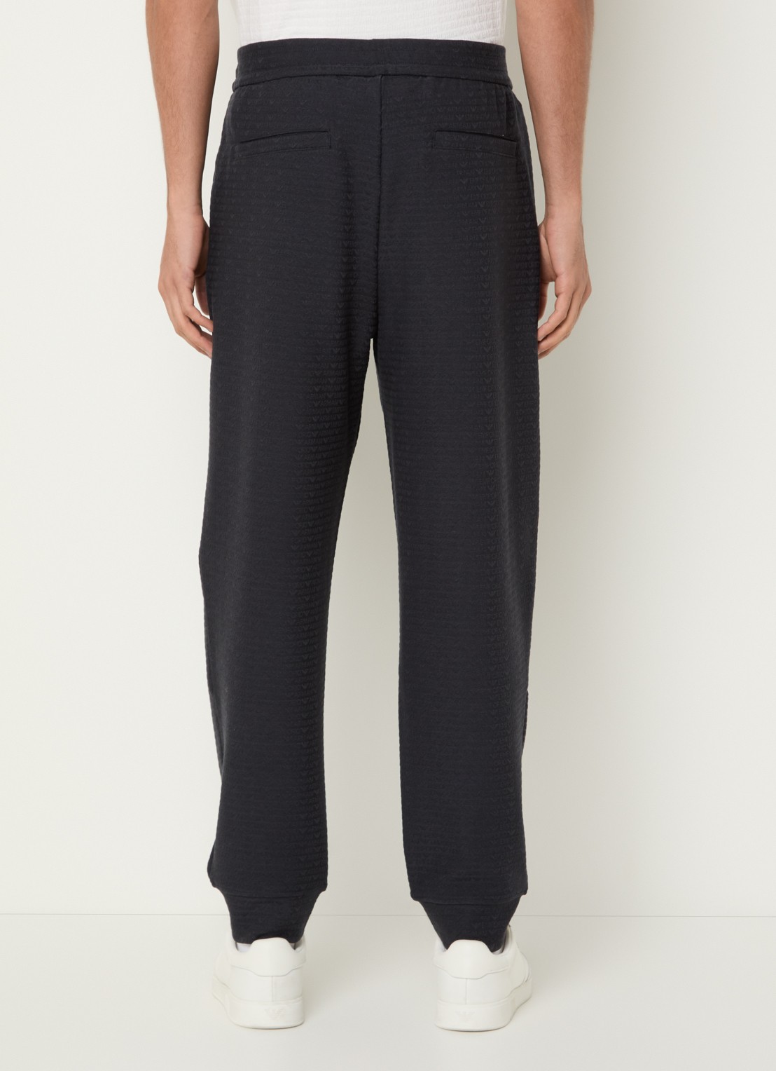 Armani Tapered fit joggingsbroek met logoborduring - achterkant blauw