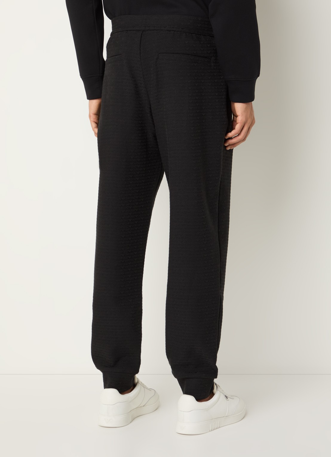 Armani Tapered fit joggingsbroek met logoborduring - achterkant 3 zwart