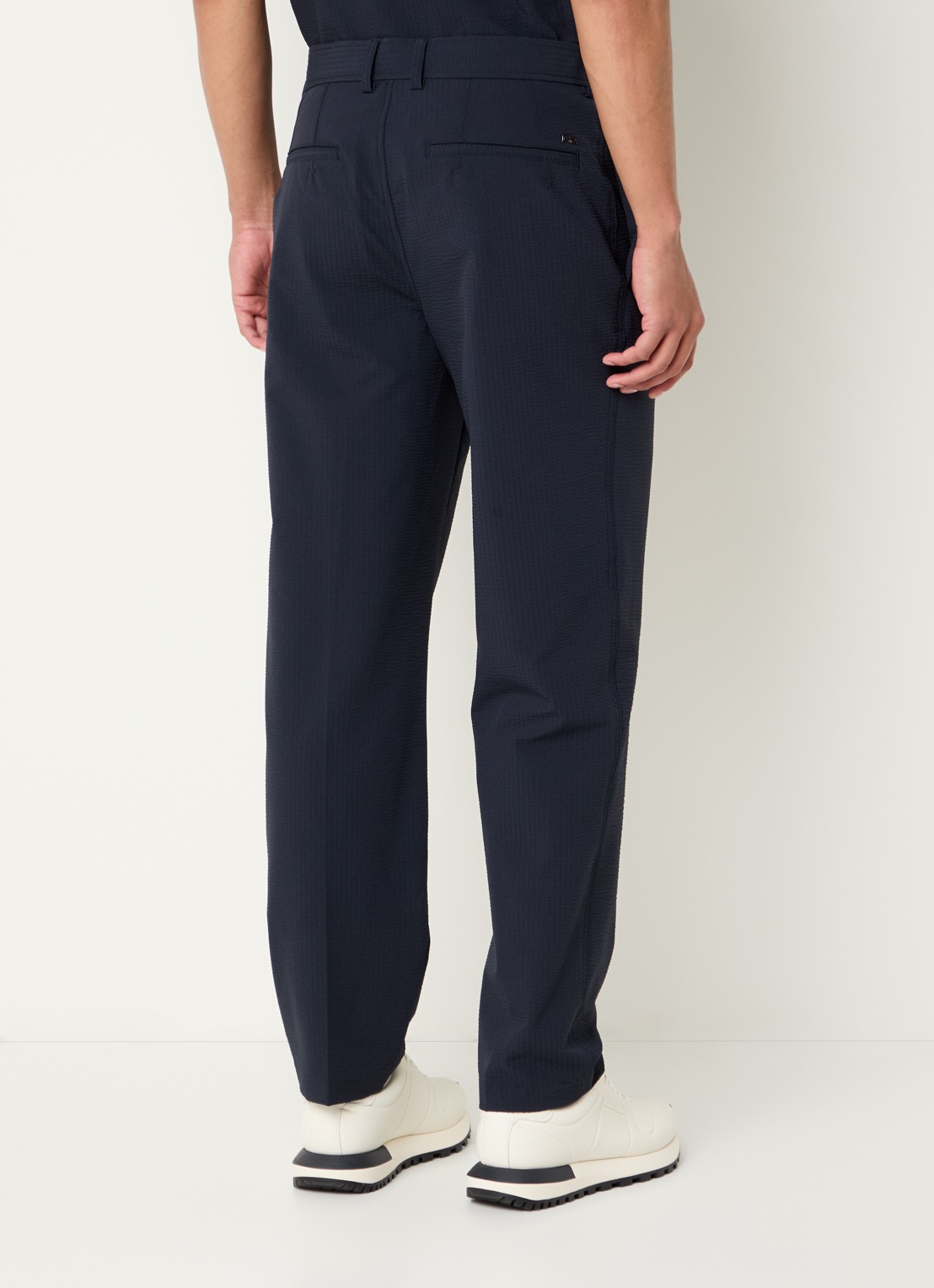 Armani Tapered fit pantalon van crêpe met steekzakken - achterkant 5 donkerblauw