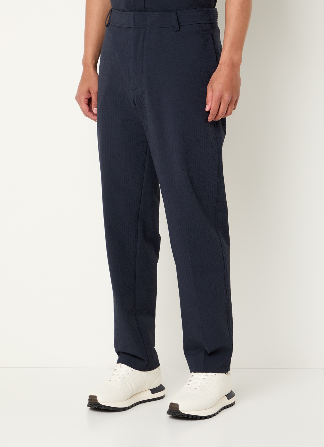 Armani Tapered fit pantalon van crêpe met steekzakken - detail 3 donkerblauw