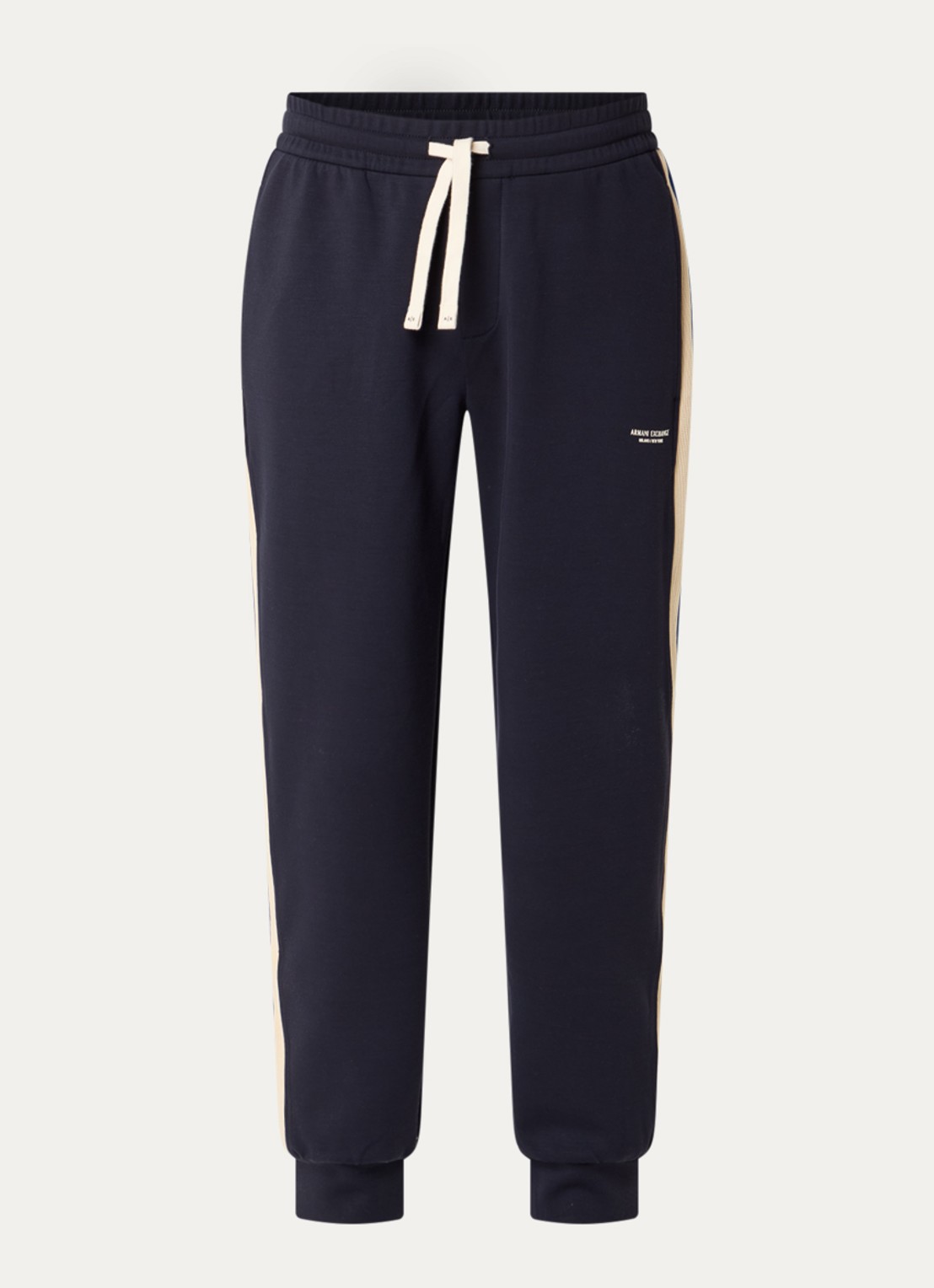 Armani Tapered fit trackpants met paspelzakken - voorkant 2 donkerblauw