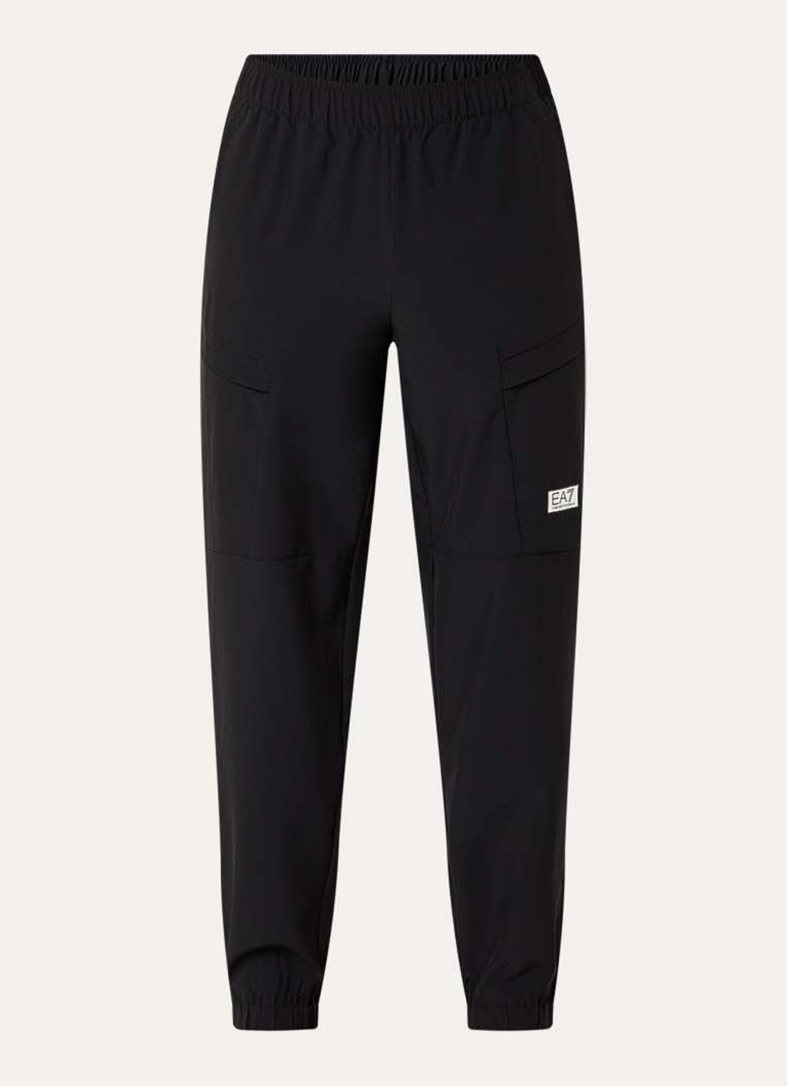 Armani Tapered fit trainingsbroek met logo - voorkant 2 zwart