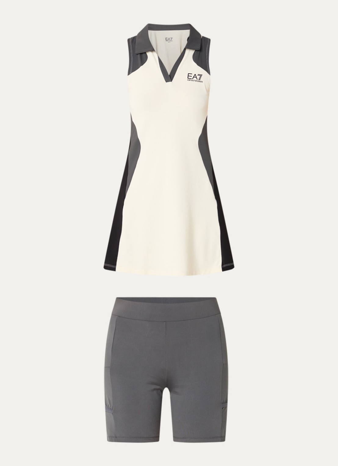 Armani Tennis jurk met logo en uitneembare voering - voorkant 3 donkergrijs