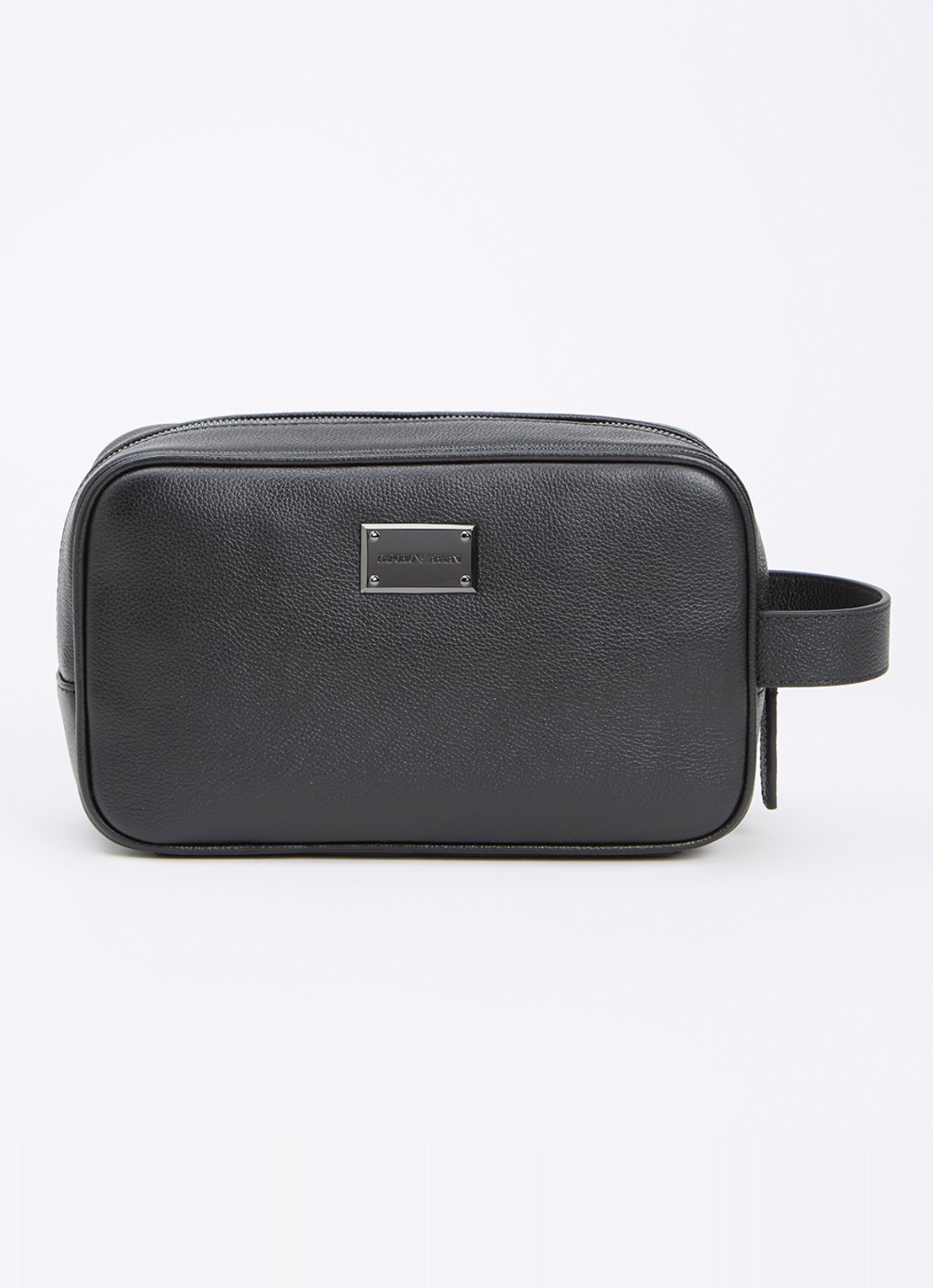Armani Toilettas van leer met logo - voorkant zwart
