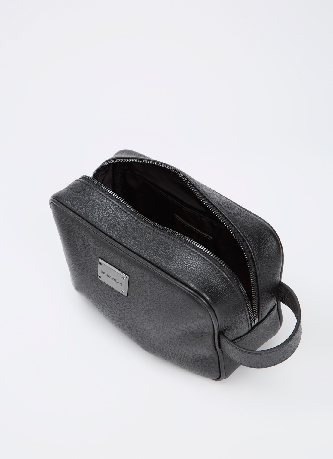 Armani Toilettas van leer met logo - voorkant 2 zwart