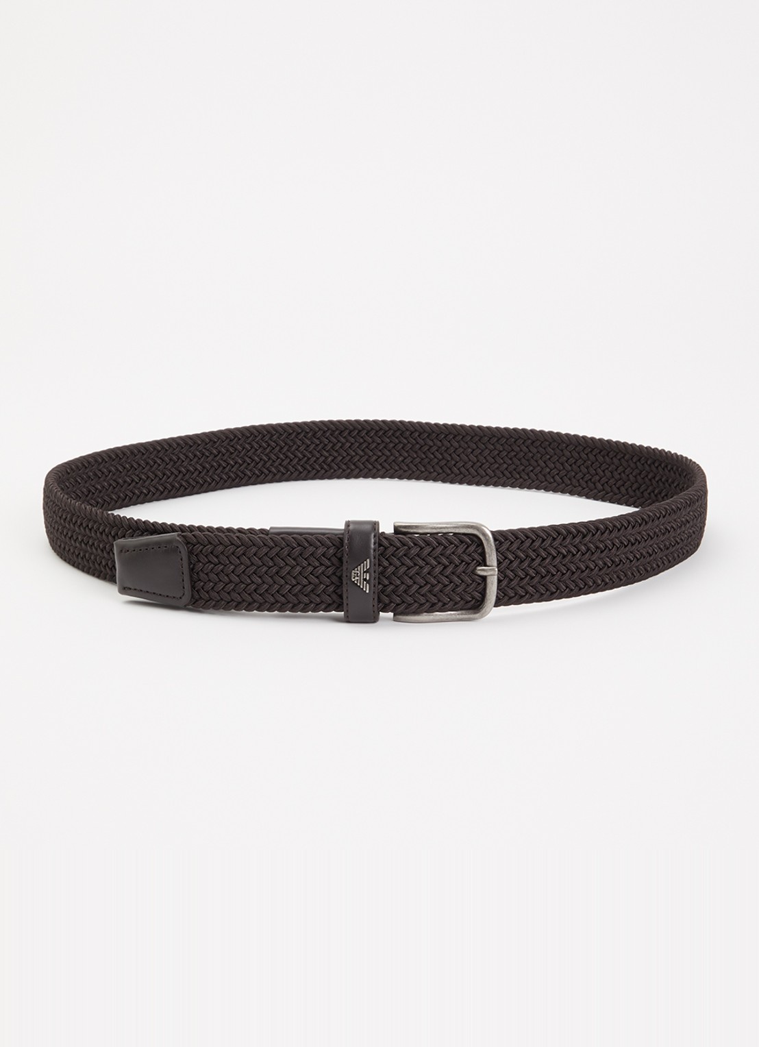 Armani Tongue riem met details van leer - voorkant donkerbruin