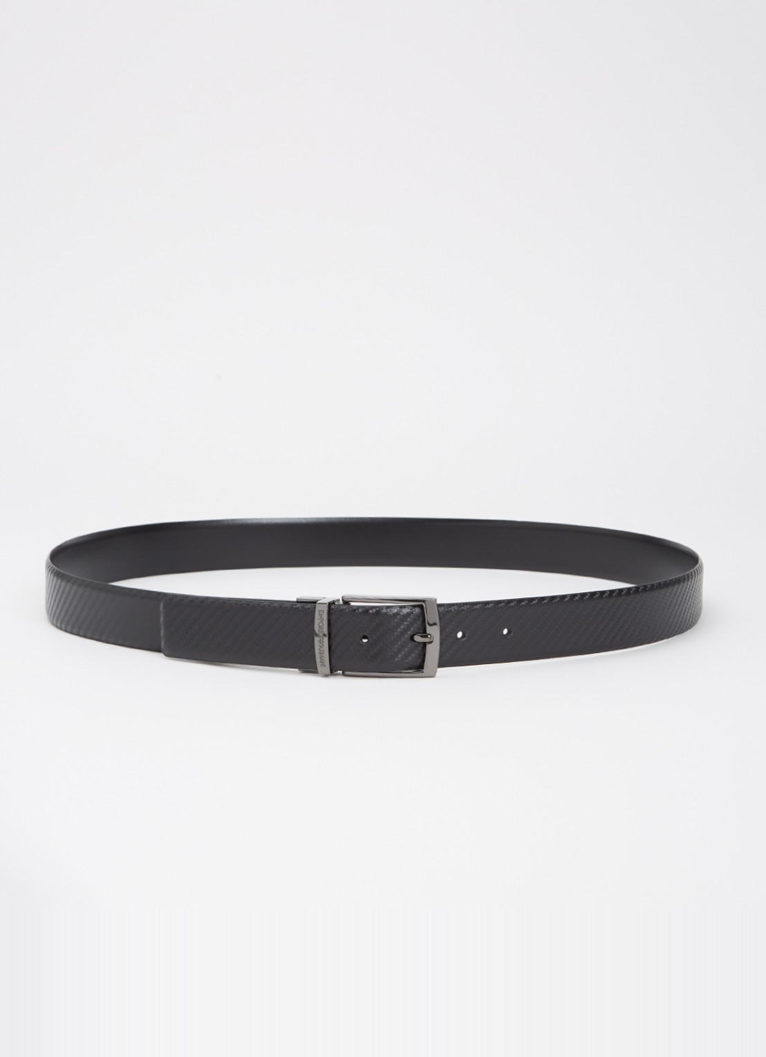 Armani Tongue riem van leer met logo - voorkant zwart