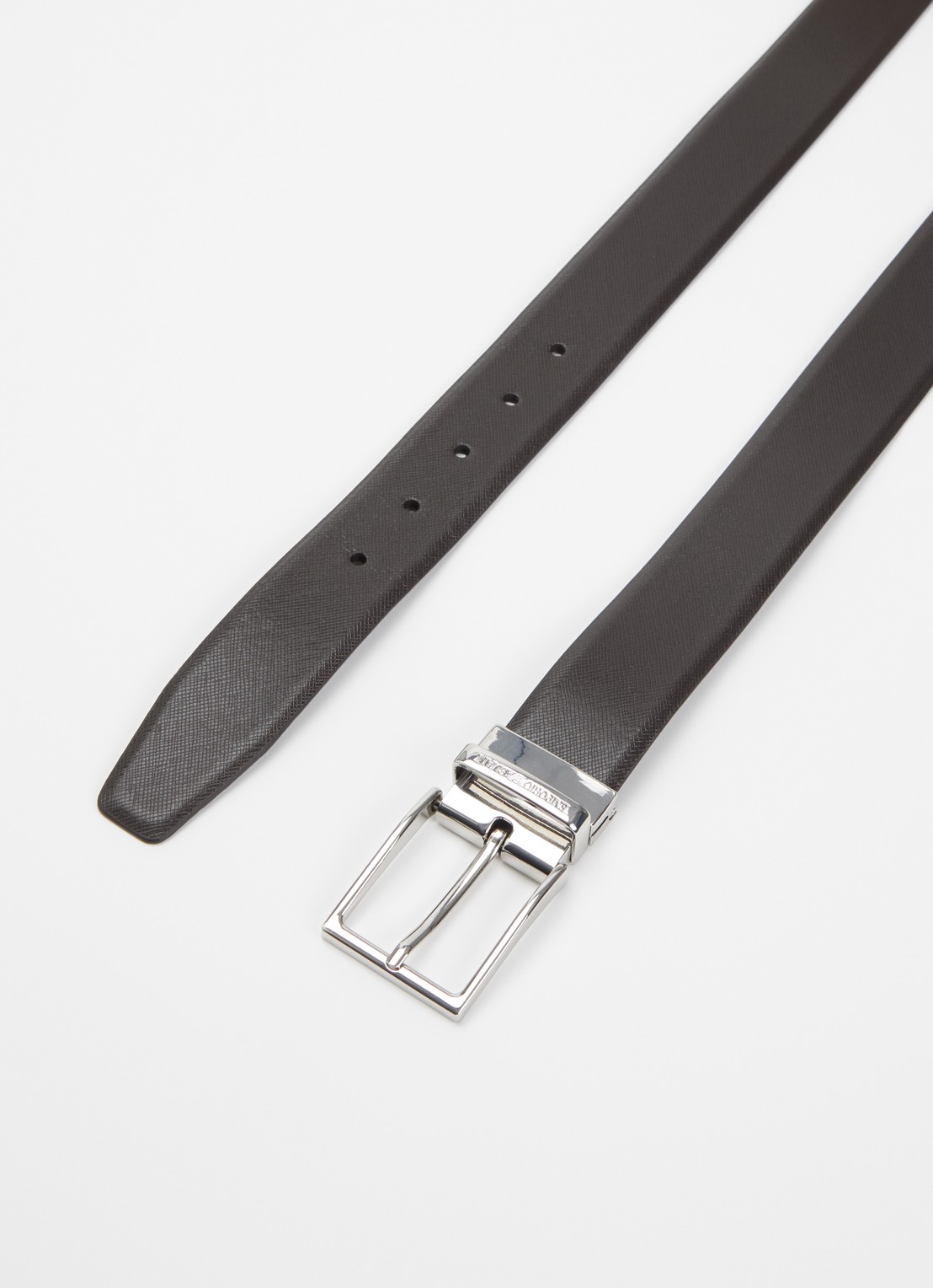 Armani Tongue riem van leer - detail 2 donkerbruin