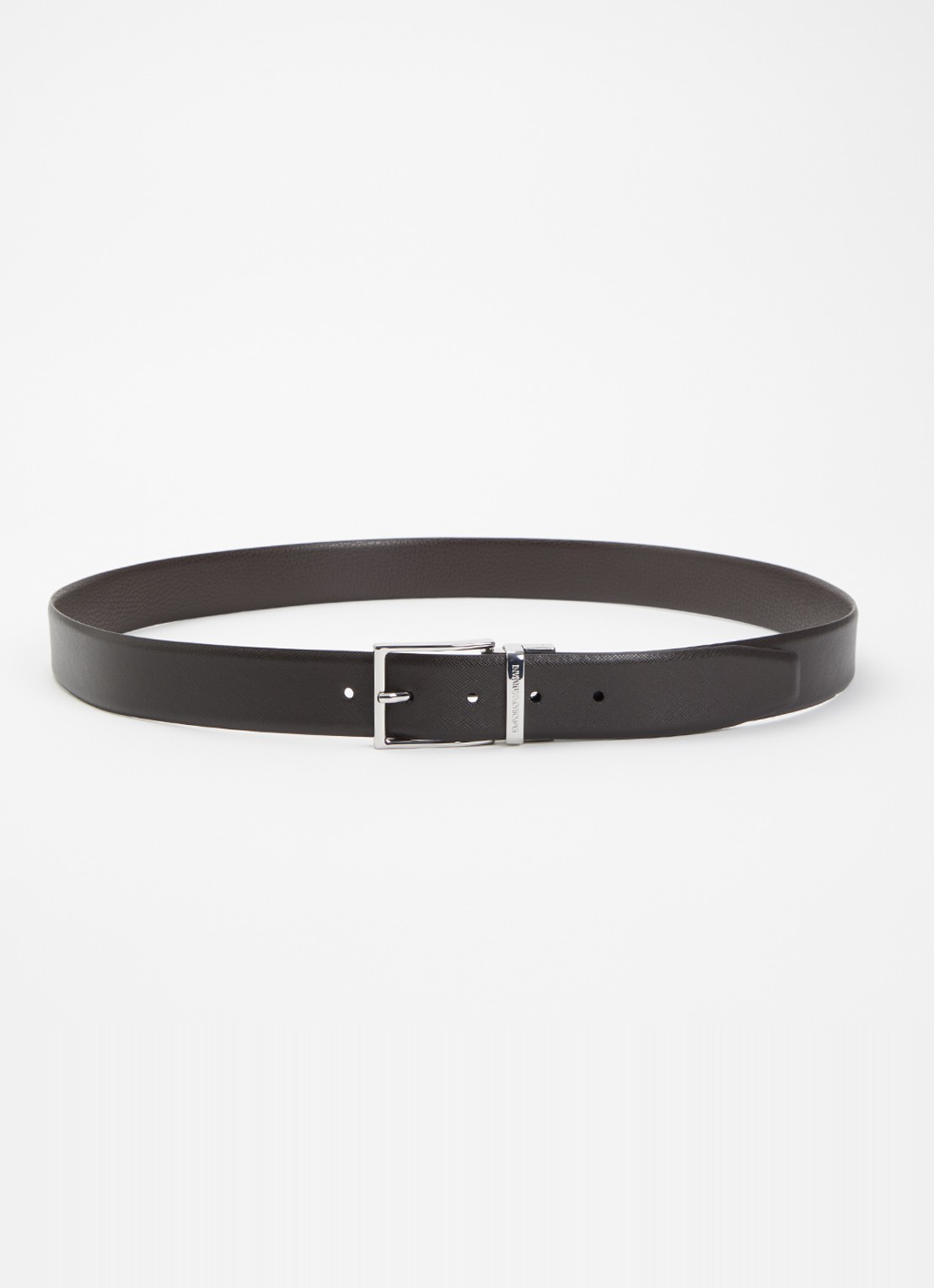 Armani Tongue riem van leer - voorkant donkerbruin