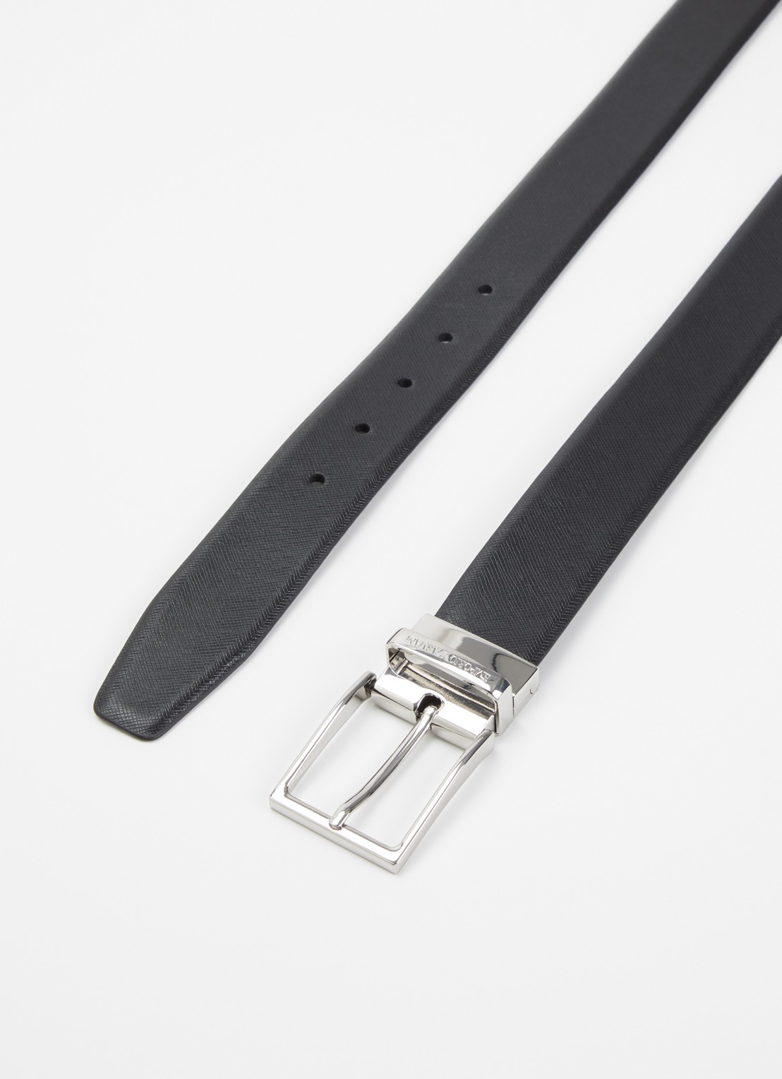 Armani Tongue riem van leer - detail zwart