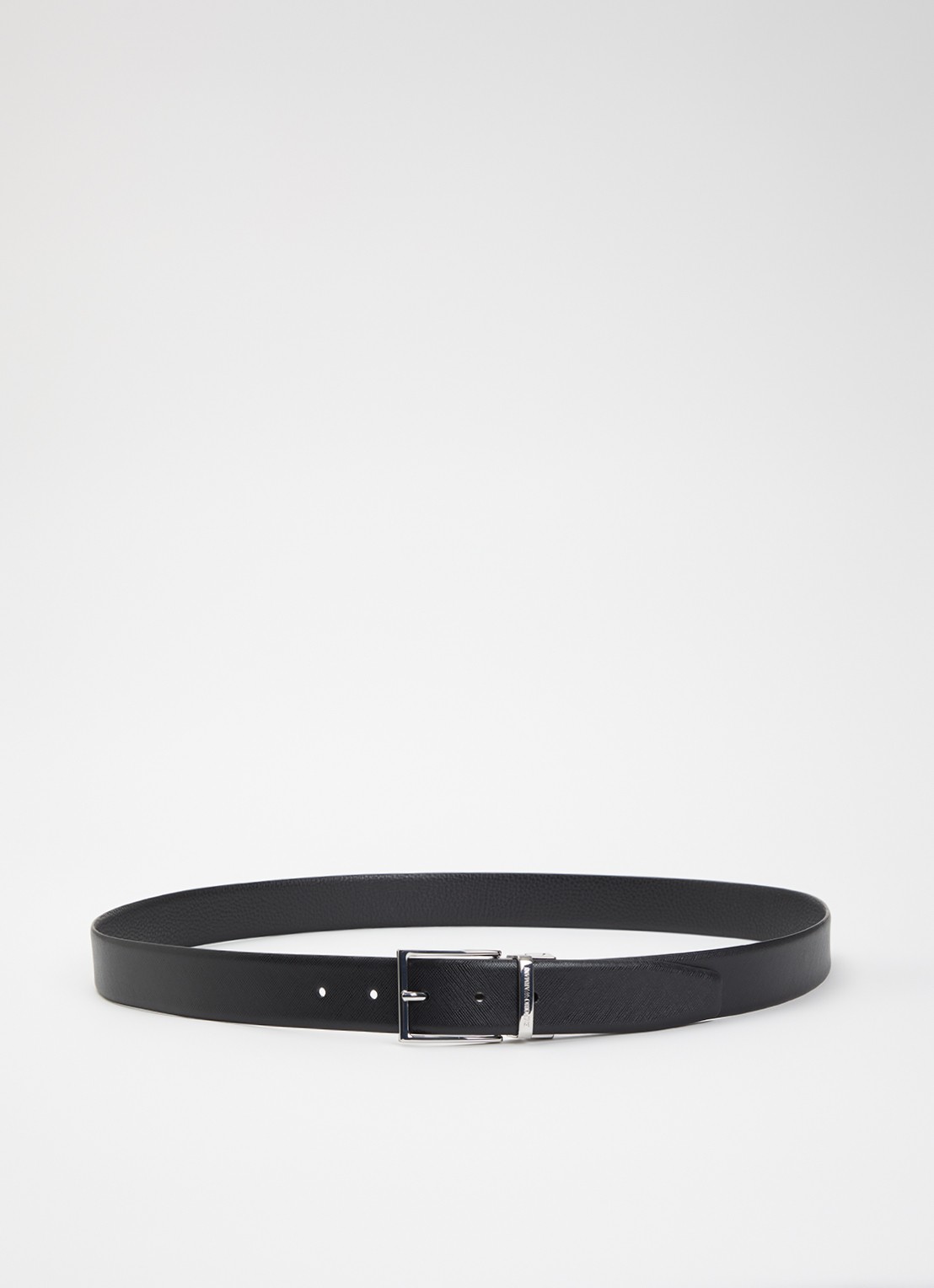 Armani Tongue riem van leer - voorkant 3 zwart
