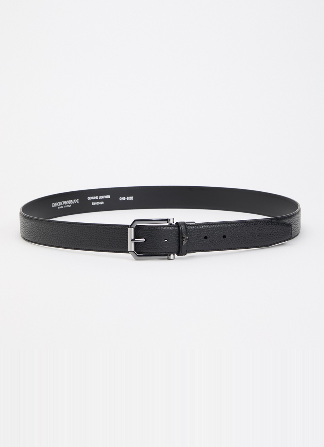 Armani Tongue riem van leer   - voorkant 2 zwart