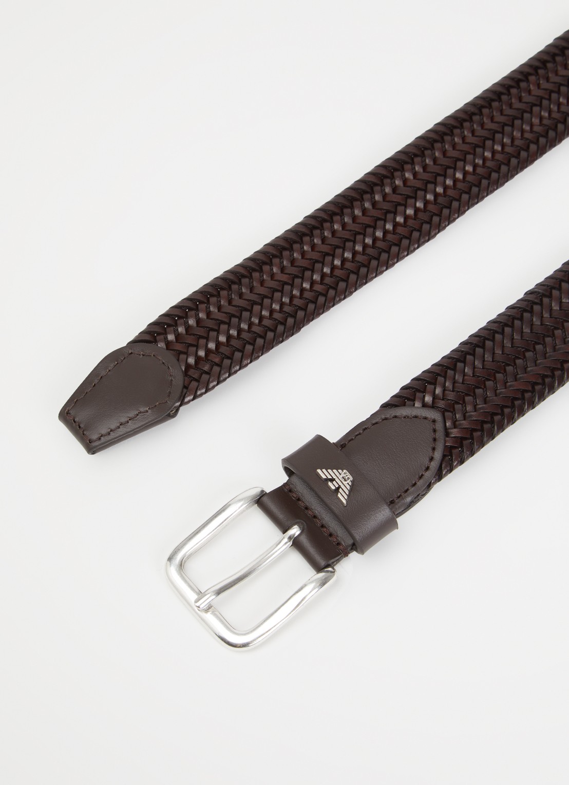 Armani Tongue riem van leer  - detail 2 bruin