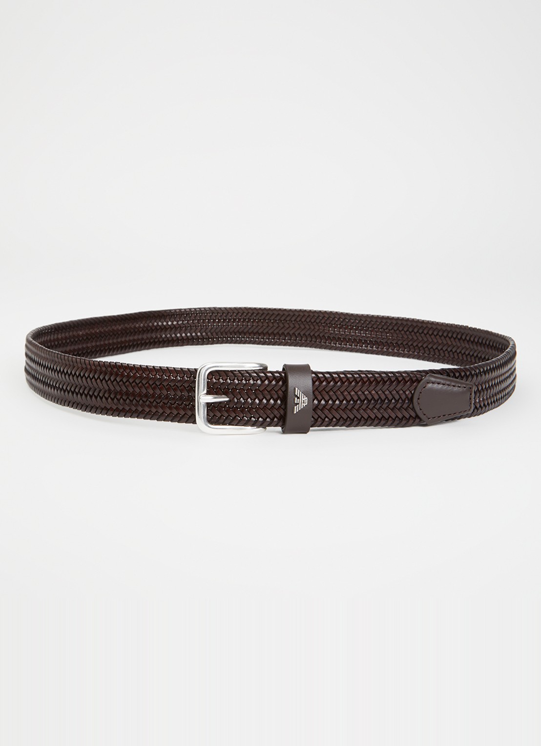 Armani Tongue riem van leer  - voorkant bruin