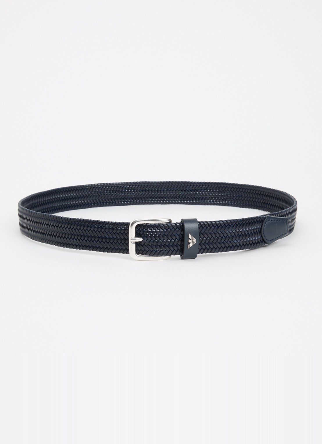 Armani Tongue riem van leer  - voorkant donkerblauw