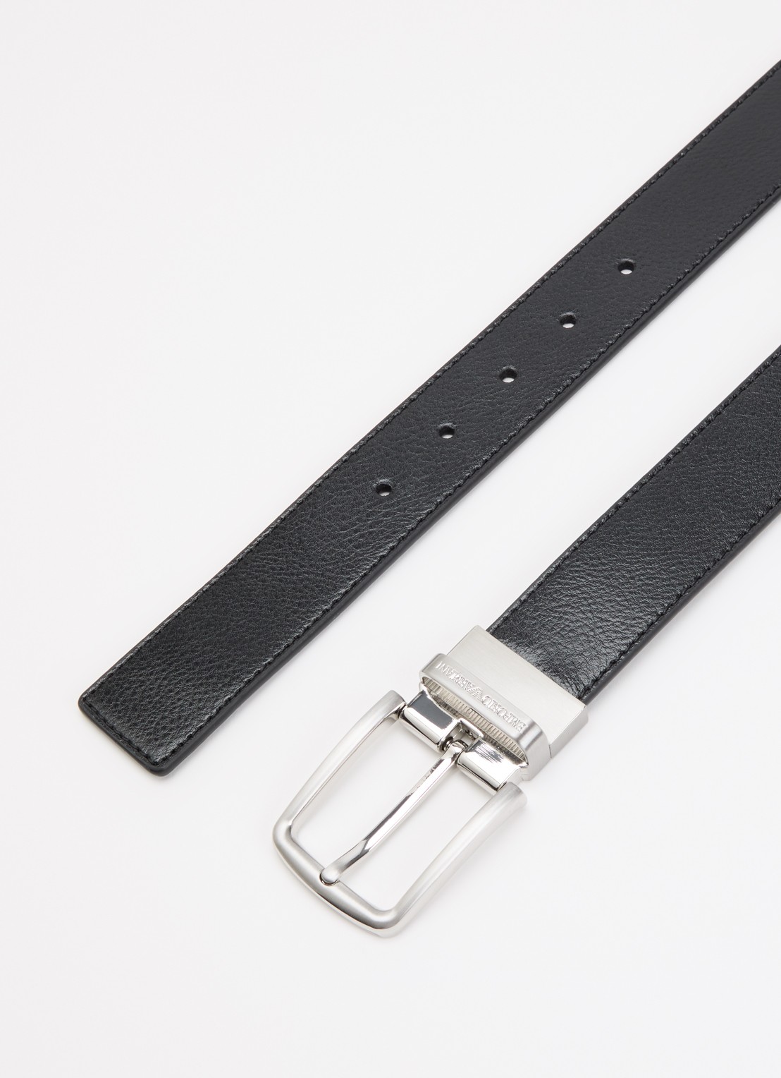 Armani Tongue riem van leer - detail zwart