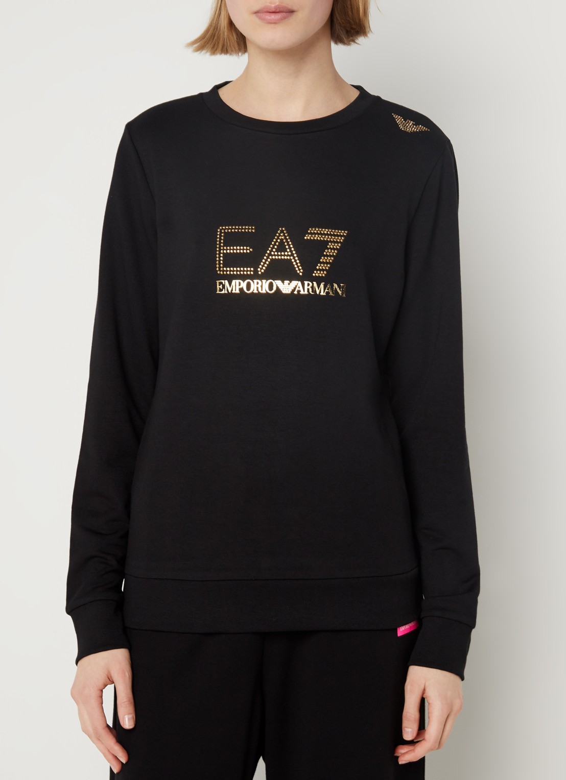 Armani Trainings sweater met logo van strass - detail 2 zwart