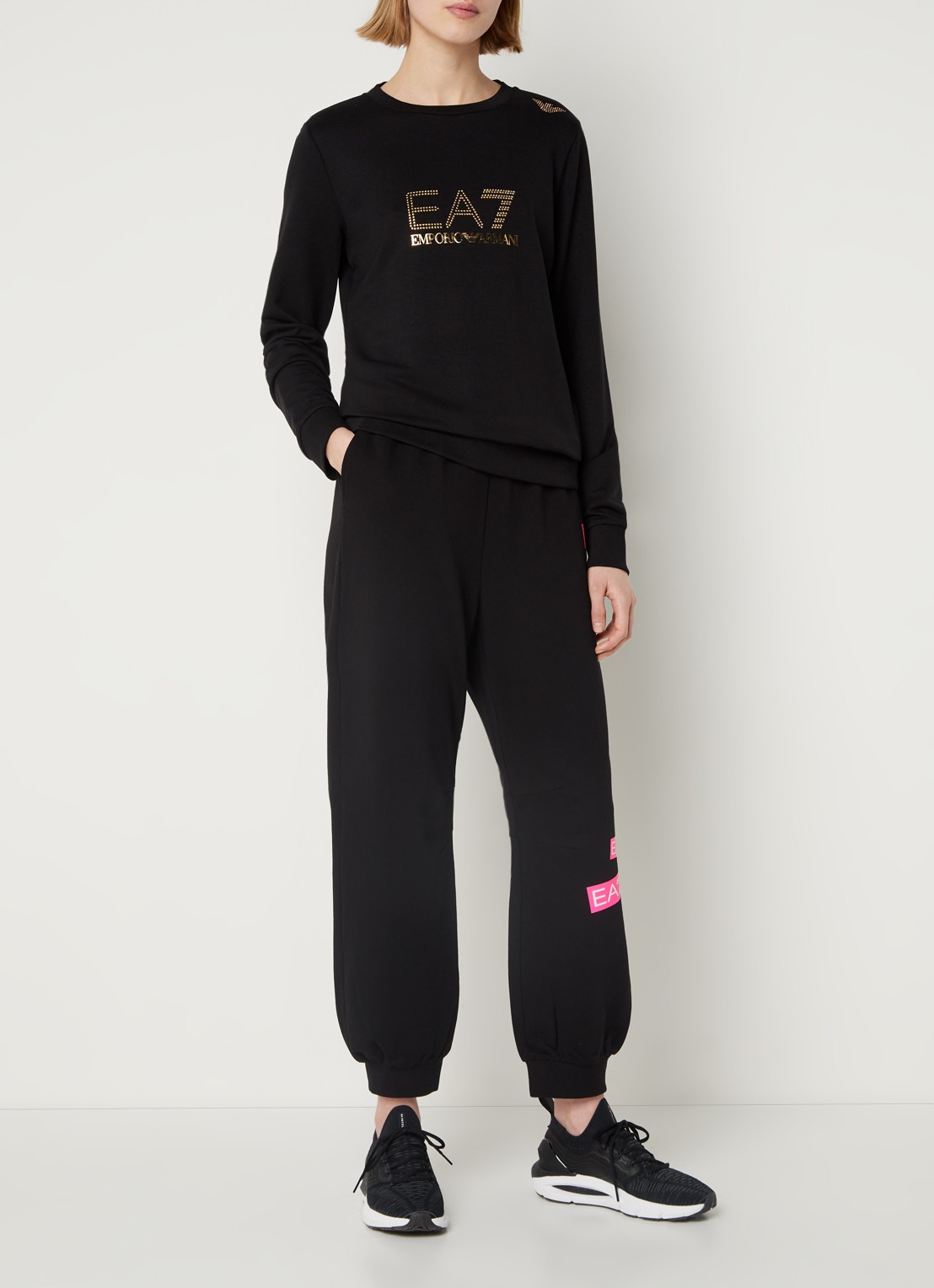 Armani Trainings sweater met logo van strass - voorkant 4 zwart