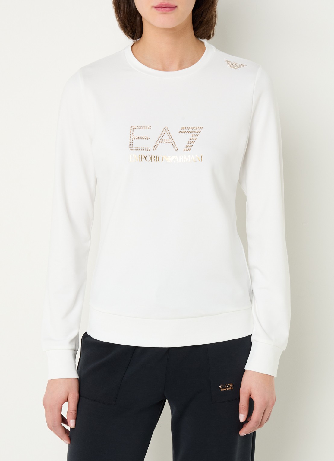 Armani Trainings sweater met logo van strass - detail 3 wit