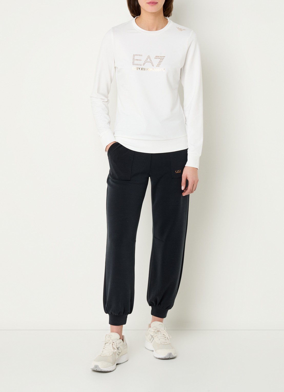 Armani Trainings sweater met logo van strass - voorkant 2 wit