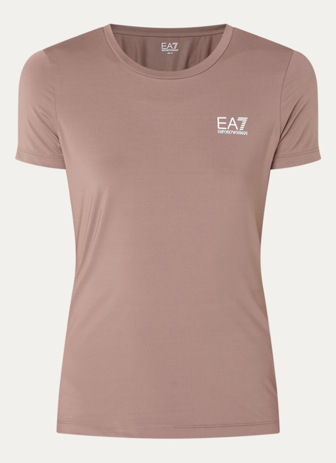 Armani Trainings T-shirt met logo en stretch - voorkant 3 taupe