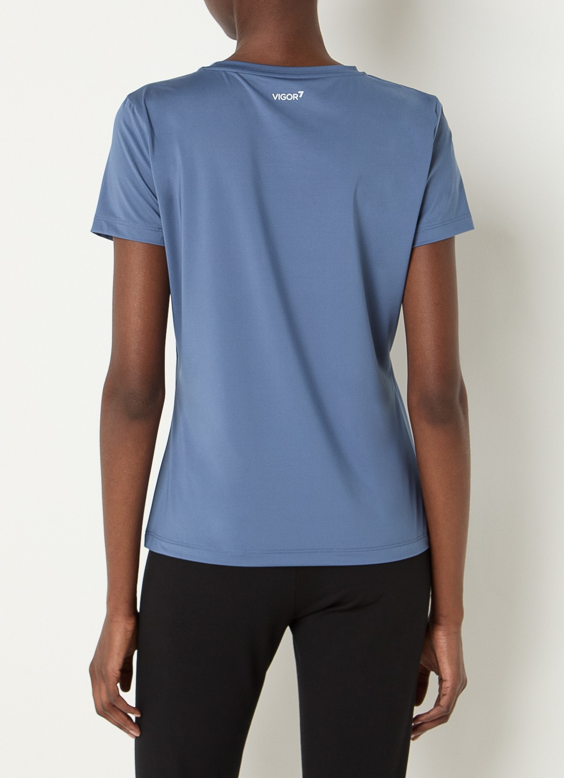 Armani Trainings T-shirt met logo en stretch - achterkant 3 staalblauw