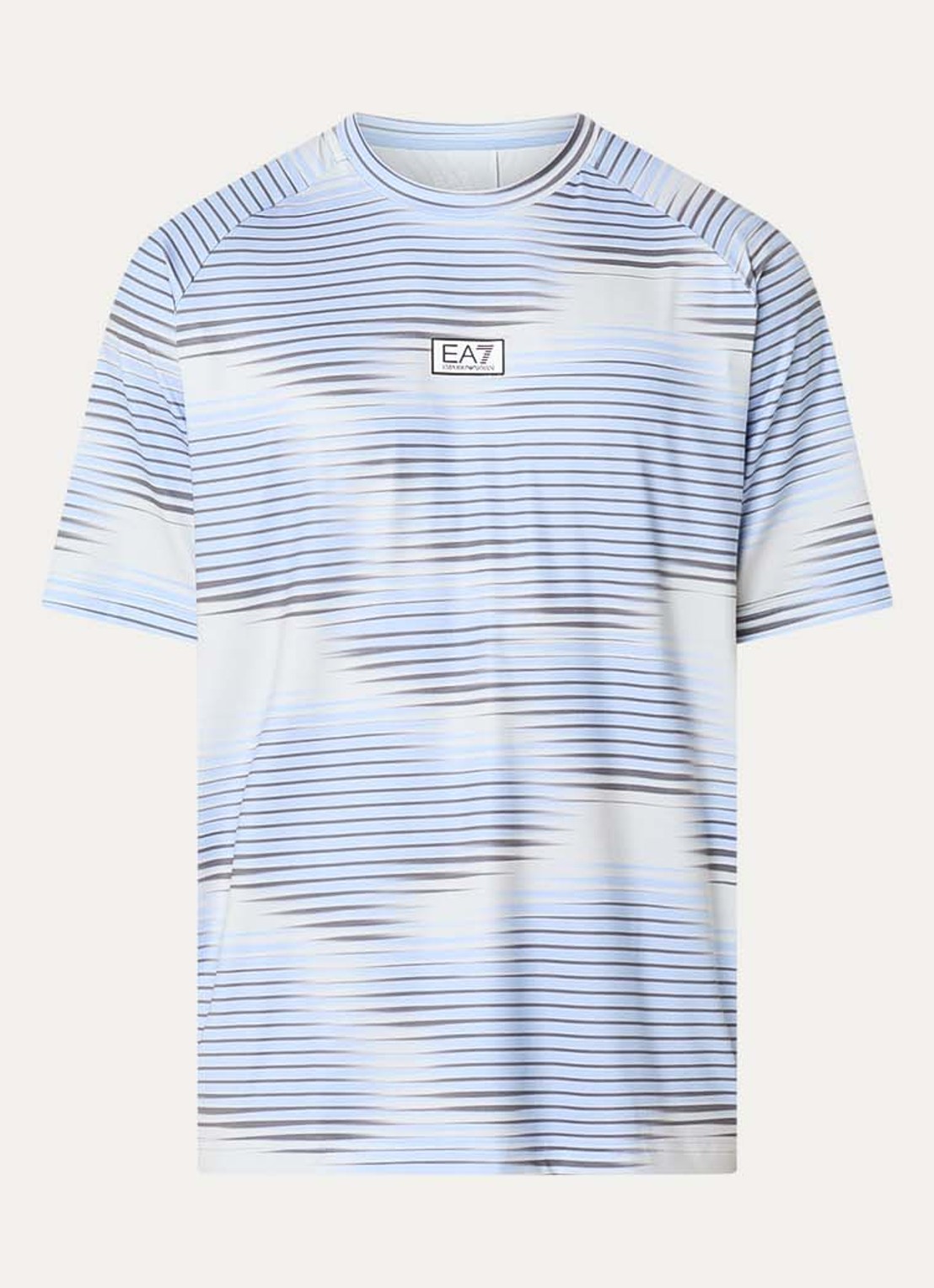 Armani Trainings T-shirt met print en logo - voorkant 3 lichtblauw