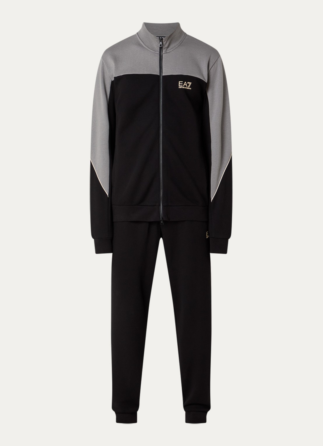 Armani Trainingspak in katoenblend met logo - voorkant 2 zwart