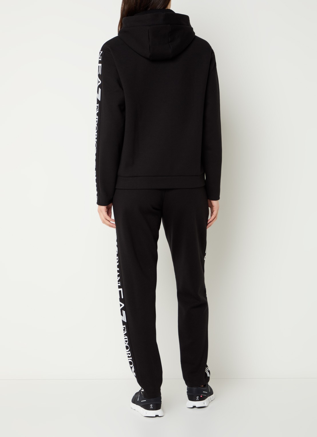 Armani Trainingspak met capuchon en logoprint - achterkant zwart