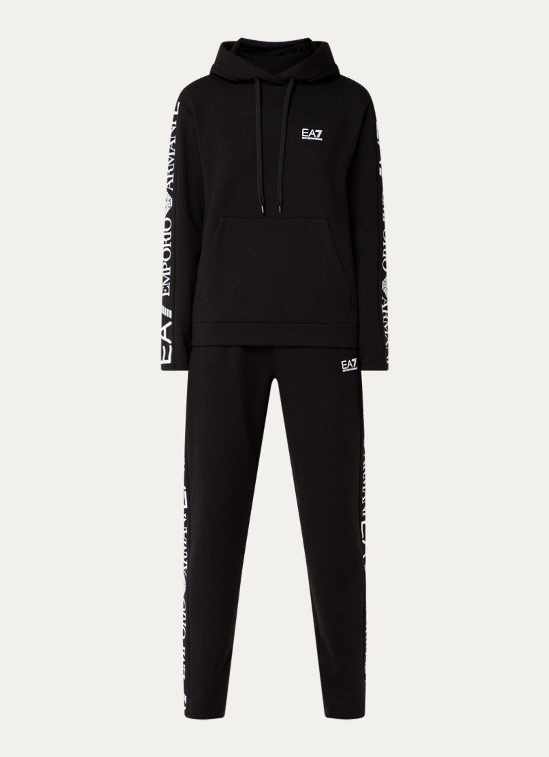 Armani Trainingspak met capuchon en logoprint - voorkant 3 zwart