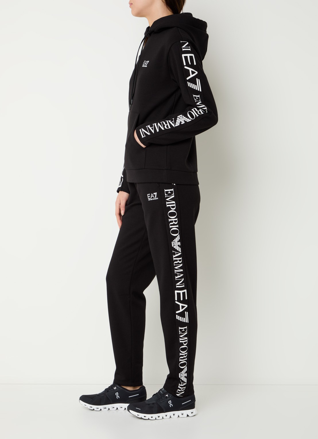 Armani Trainingspak met capuchon en logoprint - voorkant 4 zwart