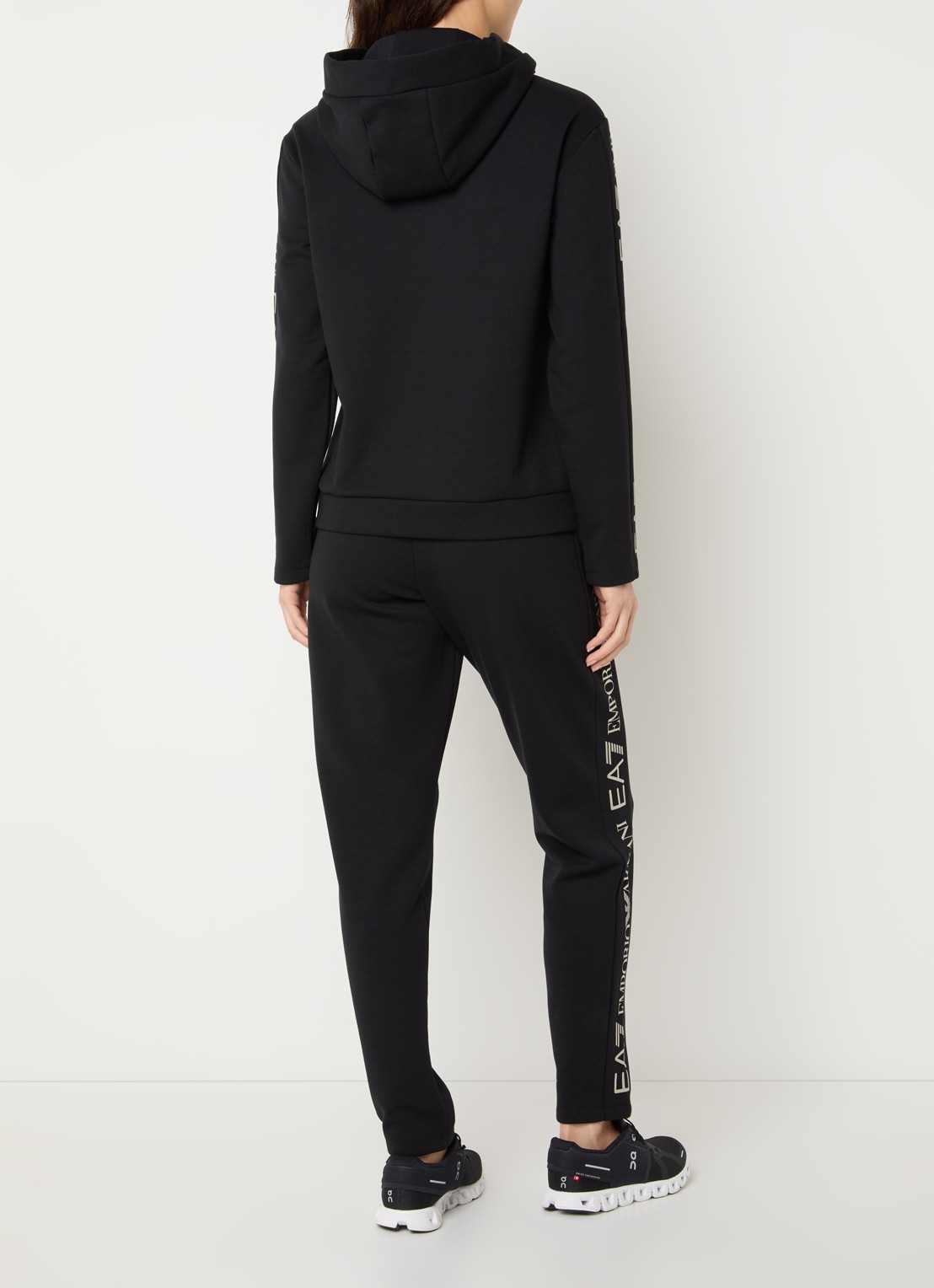 Armani Trainingspak met capuchon en logoprint - achterkant 2 zwart