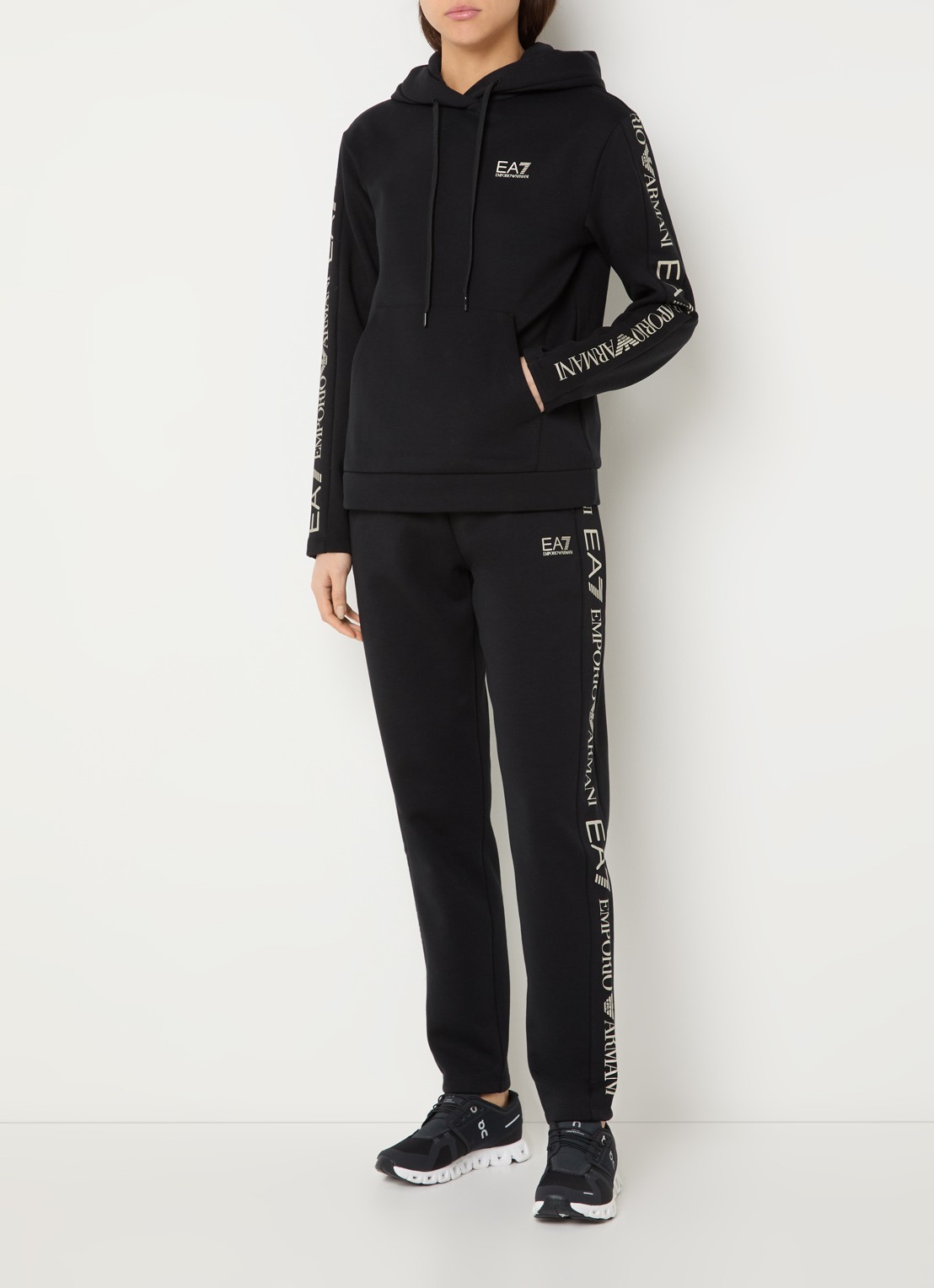Armani Trainingspak met capuchon en logoprint - detail 8 zwart