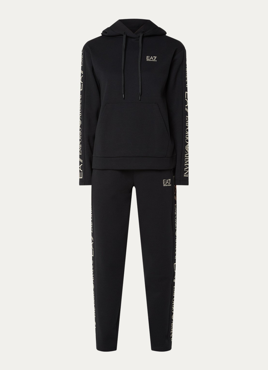 Armani Trainingspak met capuchon en logoprint - voorkant 5 zwart