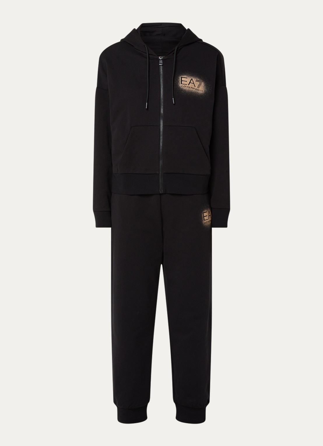 Armani Trainingspak met logo en steekzakken - voorkant zwart