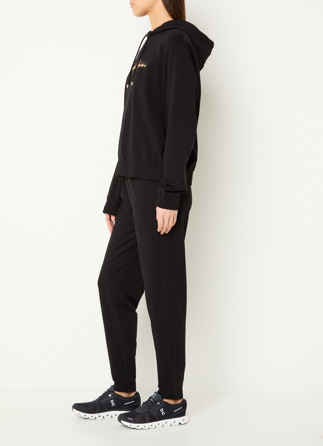 Armani Trainingspak met logo en strass - voorkant 2 zwart