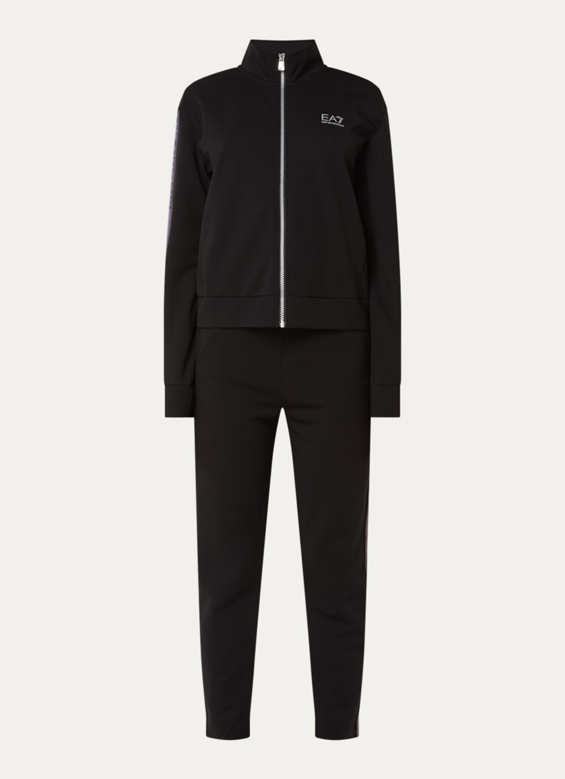 Armani Trainingspak met logoband en steekzakken - voorkant 2 zwart