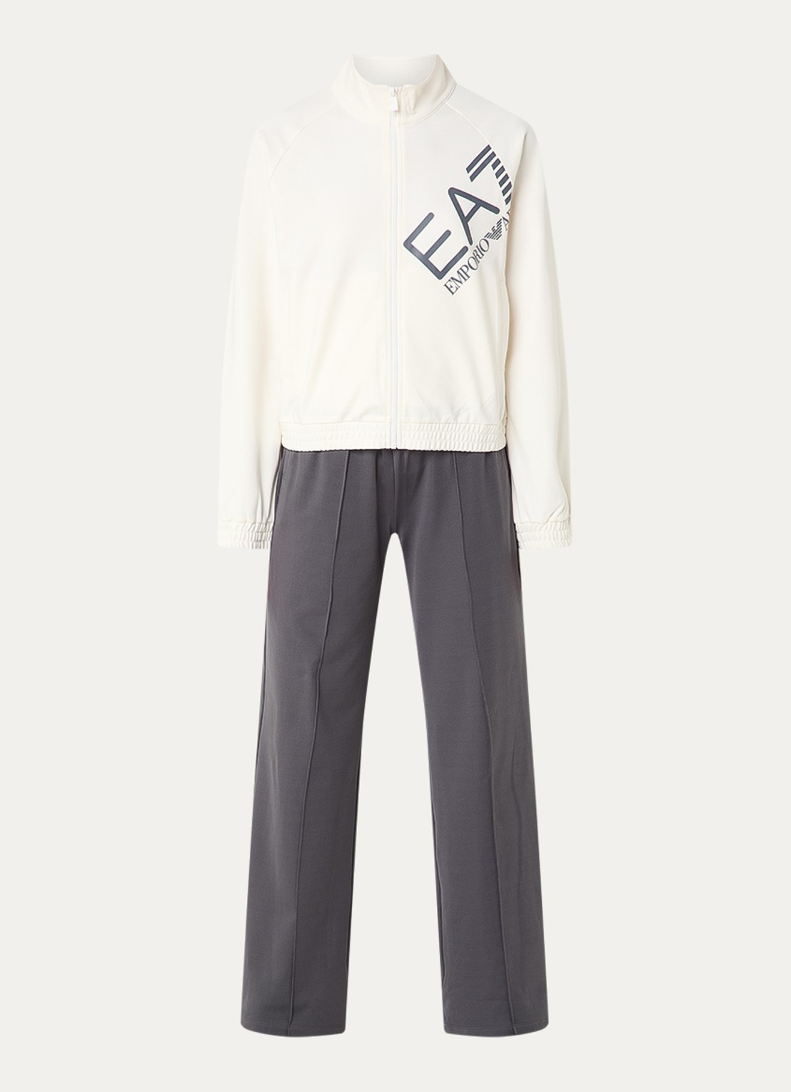 Armani Trainingspak met logoprint en paspelzakken - voorkant 3 grijs