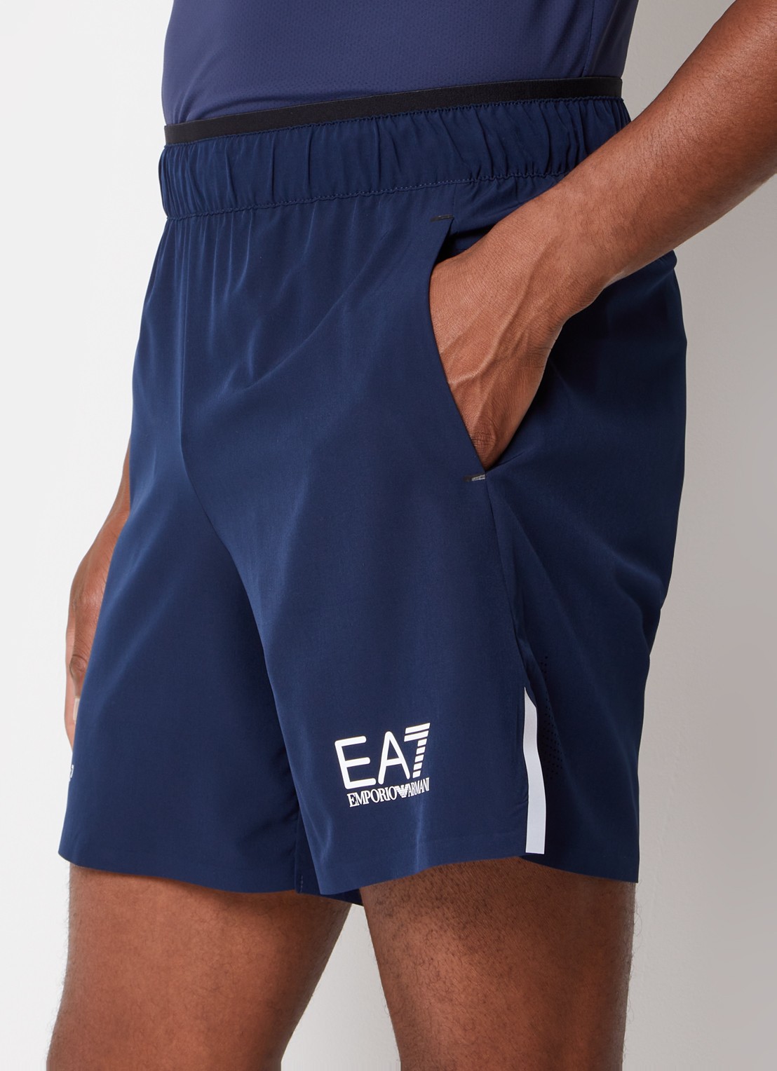 Armani Trainingsshorts met logoprint en steezakken  - detail 3 donkerblauw