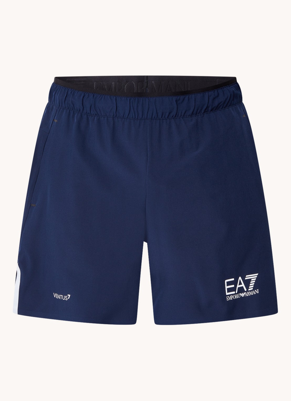 Armani Trainingsshorts met logoprint en steezakken  - voorkant 4 donkerblauw