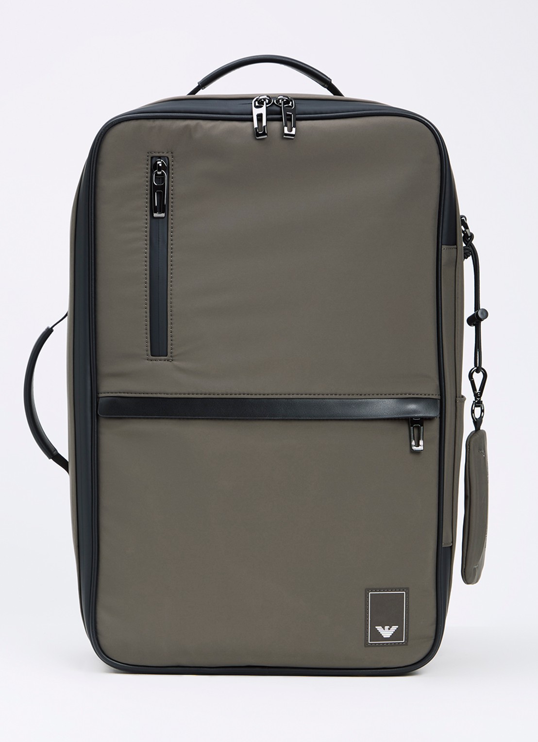 Armani Travel Essentials rugzak met logo - voorkant 2 bronsgroen