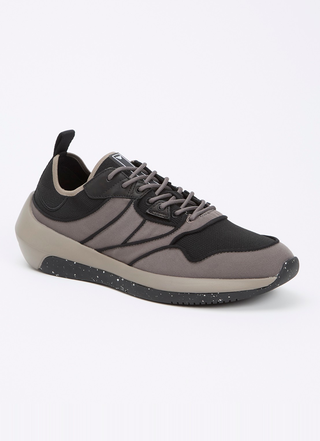 Armani Travel Essentials sneaker met leren details - voorkant 2 donkergrijs