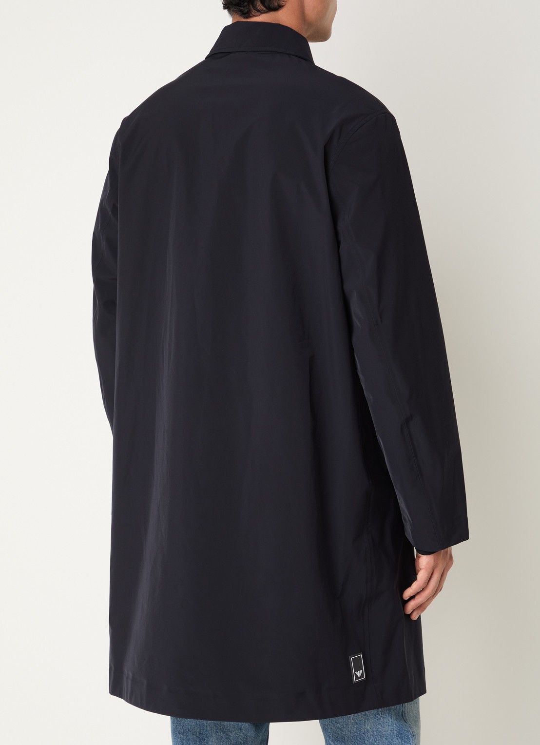 Armani Trenchcoat met ritszakken en kraag - achterkant 3 donkerblauw